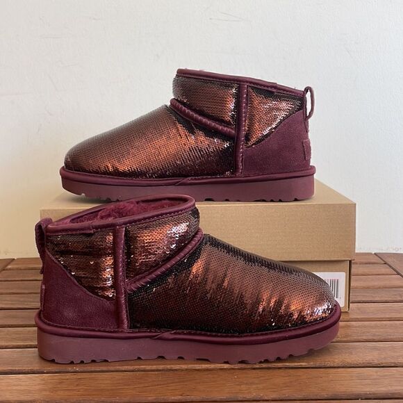 UGG Classic Ultra Mini Mirror Ball Sequins Boots Wild Grape US Women 6/UK4/EU37 - Picture 5 of 15